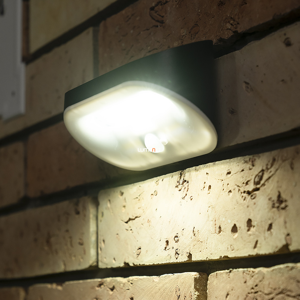 Kültéri napelemes fali LED lámpa fekete színben (Brezno)