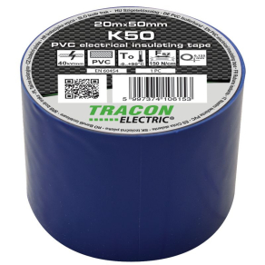 Szigetelő szalag 20x50 kék Tracon K50