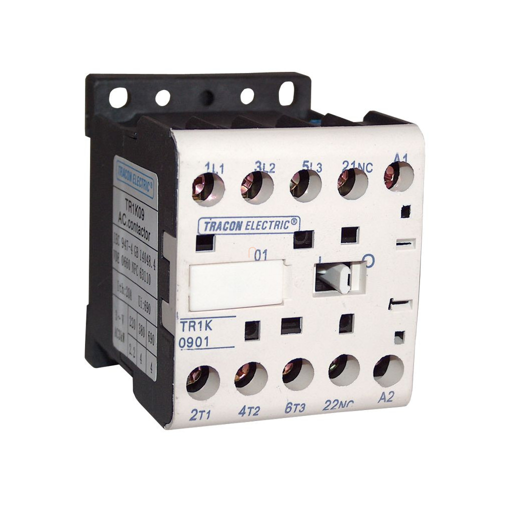 Segédkontaktor 660V, 9A, 4kW, 230V AC, 3NO+1NO TR1K0910 Tracon