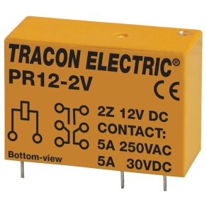 Print relé 12V DC / 2×CO, 5A, PR12-2V Tracon