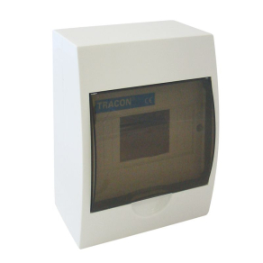   Tracon kiselosztó falonkívüli 1 soros, 6 modulos átlátszó ajtóval IP40 PE/N sínnel EDFK-6/1