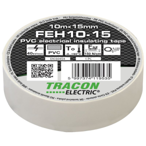 Szigetelő szalag 10x15 fehér Tracon FEH10-15