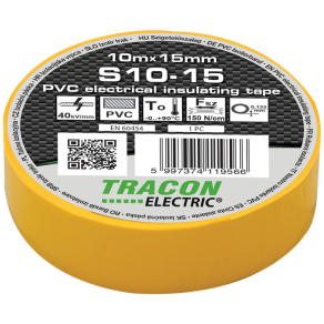 Szigetelő szalag 10x15 sárga S10-15 Tracon