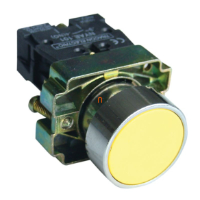   Tracon egyszerű nyomógomb, fémalapra szerelt, sárga 1×NO, 3A IP42 NYGBA51S