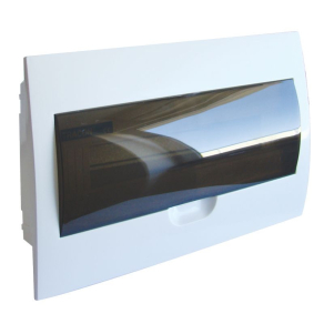   Tracon kiselosztó süllyesztett 1 soros, 18 modulos átlátszó ajtóval IP40 PE/N sínnel EDS-18/1