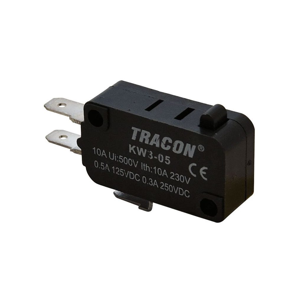 Tracon Mikrokapcsoló ütközős KW3-05 16(4)A / 250V AC, 4,8x0,8 mm, IP00