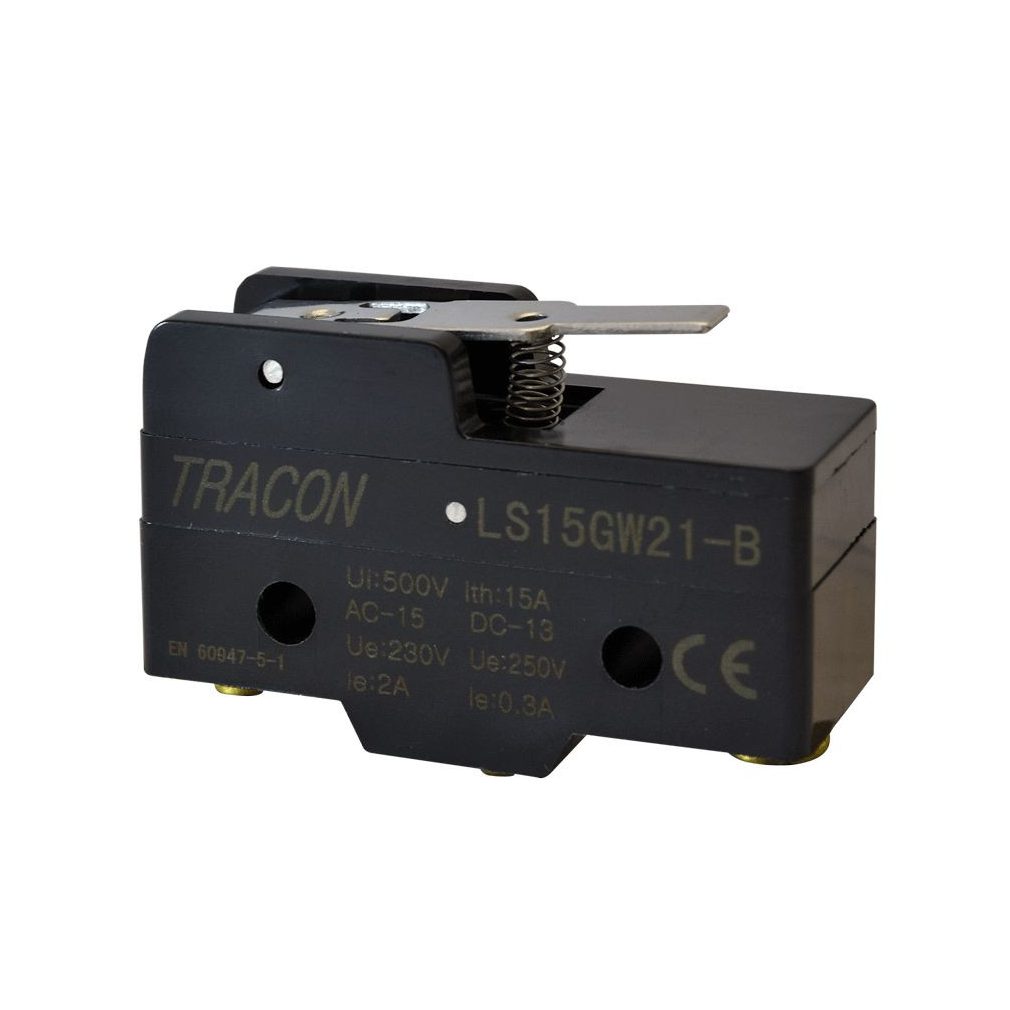 Tracon Helyzetkapcsoló, rugószáras 1×CO, 15A/250V 17mm LS15GW21-B