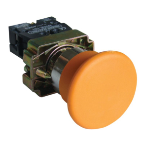   Gombafejű nyomógomb, fémalapra szerelt, sárga 1×NO, 3A d=40 NYGBC51S Tracon