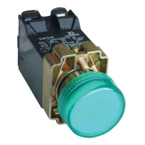   Jelzőlámpa, fémalapra szerelt, zöld, izzó nélkül 3A/400V AC, IP42 NYGBV53Z Tracon