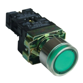   Világító nyomógomb, fémalapra szerelt, zöld, glim 1×NO, 3A/400V IP42 NYGBW33Z Tracon