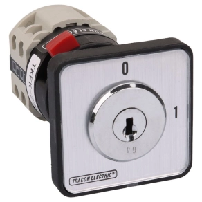   Főkapcsoló, kulcsos, BE-KI (Kulcs 0-állásban vehető ki) 400V, 50Hz, 25A, 4P, 5,5kW, 48×48mm TKFK-25 Tracon