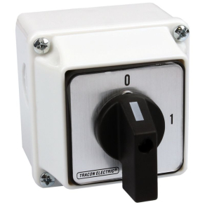   Tracon tokozott kézi kapcsoló, BE-KI, 400V, 20A, 4P, 5,5kW, 48×48mm, 90fok, IP65, TK-209/4T65