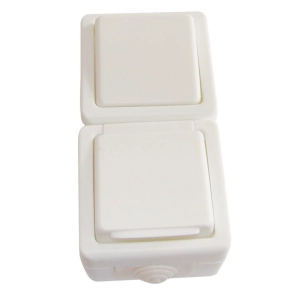   Falon kívüli váltókapcsoló+csatlakozóaljzat, függőleges 16A, IP54, (106) TR-PH08V Tracon