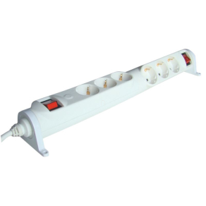   Forgatható-rögzíthető elosztósáv, kapcsolós 2×3×SCHUKO, 3m 16A.3680W HRRK3/3 Tracon