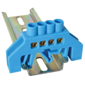   Tracon szigetelt földelősín (N/PE), kék 230/400V, 63A, 6×9mm, 4P, IP20 NPE-B6-4