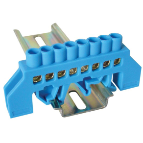   Tracon szigetelt földelősín (N/PE), kék 230/400V, 63A, 6×9mm, 8P, IP20 NPE-B6-8