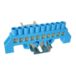   Tracon szigetelt földelősín (N/PE), kék 230/400V, 100A, 8×12mm, 10P, IP20 NPE-B8-10