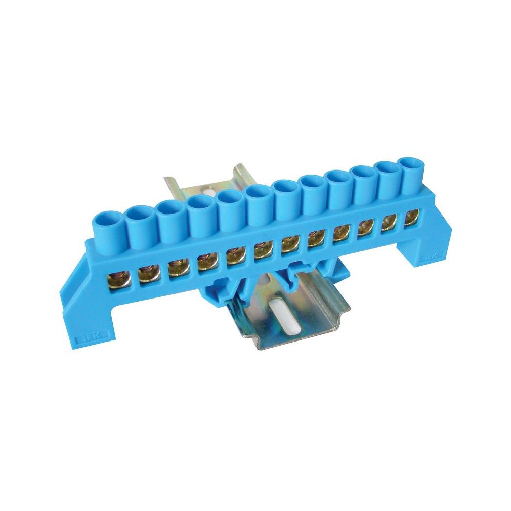 Tracon Szigetelt földelősín (N/PE), kék 230/400V, 100A, 8×12mm, 12P, IP20 NPE-B8-12