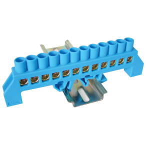   Tracon szigetelt földelősín (N/PE), kék 230/400V, 100A, 8×12mm, 12P, IP20 NPE-B8-12