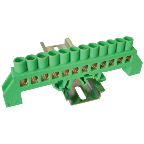   Tracon szigetelt földelősín (N/PE), zöld 100A, 8×12mm, 12P, IP20 NPE-G8-12