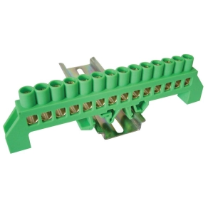   Tracon szigetelt földelősín (N/PE), zöld 230/400V, 100A, 8×12mm, 14P, IP20 - NPE-G8-14