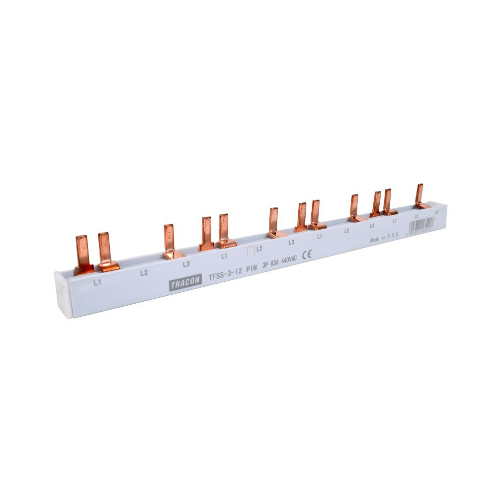 Soroló sín csapos kivitelű 63A 3P, 12modul, 215mm TFSS-3-12 Tracon