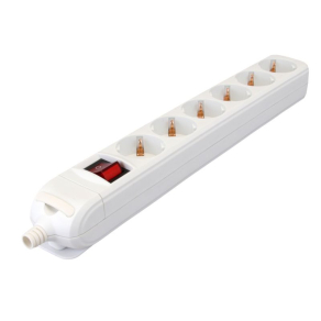   Tracon újravezetékezhető hord. elosztósáv kapcsolóval 6 SHUKO, 16 A vezeték nélkül HUR-06K