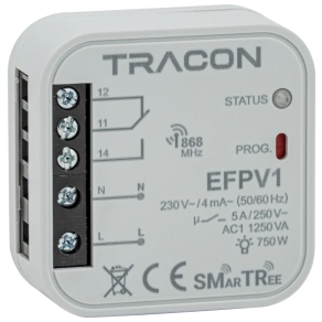   Tracon rádiós jelvevő egység, szerelvénydobozba, 1 csatornás 1X5 A, 1NO/NC, 868.32 MHz - EFPV1