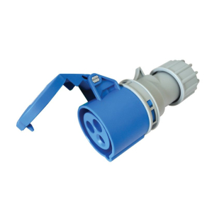   Ipari csatlakozóaljzat, külső tömítőszelencével 16A, 230V, 2P+E, 6h, IP44 TICS-213H Tracon