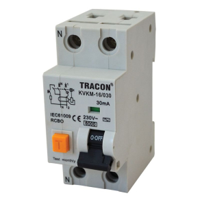   Kombinált védőkapcsoló 2B20A. 2P/0,03A 6kA KVKMB-20/030 Tracon