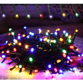   Kültéri karácsonyi fényfüzér, színes, 230 V, 2+5m, 200LED RGB 3,6W IP44 - Tracon CHRSTHOB200RGB