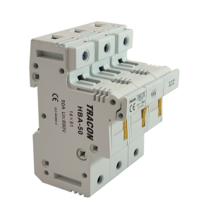   Szakaszolókapcsoló-biztosító hengeres biztosítóhoz 50A 14x51mm HBA-3P-50 Tracon