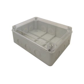   Elektronikai doboz, világos szürke, átlátszó fedéllel 250×200×90 IP67 MED25209T Tracon