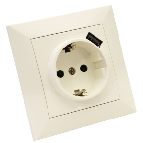   Süllyesztett csatlakozóaljzat, USB töltővel 1x16A, USB:5V,2100mA USB-21 Tracon