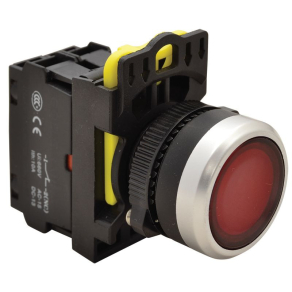  Világító nyomógomb, piros 1×NC, 5A/230V AC-15, IP65, LED 230V AC/DC NYG3-LR Tracon