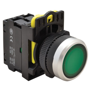   Világító nyomókapcsoló zöld 1×NO 5A/230V AC-15 IP65 LED 230V AC/DC NYK3-LG Tracon
