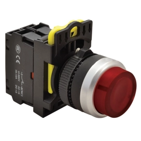   Világító nyomógomb, kiálló, piros 1xNC, 5A, IP65 NYG3-HLR Tracon