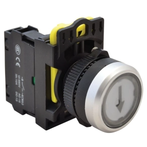   Jelölt nyomógomb, fehér, (fekete nyíl) 1×NO, 5A/230V IP65 NYG3-P3 Tracon