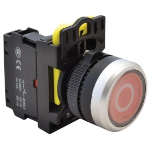   Jelölt nyomógomb, piros, (fehér 0) 1×NC, 5A/230V IP65 NYG3-P2 Tracon