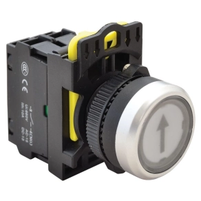   Jelölt, világító nyomógomb, fehér, (fekete nyíl) 1×NO, 5A IP65 NYG3-P3L Tracon