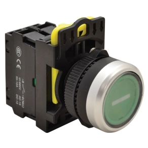   Világító nyomókapcsoló zöld (fehér I) 1×NO 5A/230V AC-15 IP65 LED 230V AC/DC Tracon NYK3-P1L
