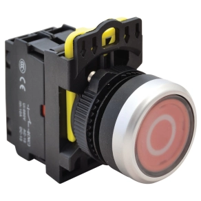   Tracon jelölt vlilágító nyomókapcsoló piros (fehér 0) 1XNC 5 A IP65 LED 230 V AC/DC - NYK3-P2L