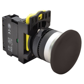   Gombafejű nyomógomb, fekete 1×NO, 5A/230V 40mm, IP65 NYG3-MBK Tracon