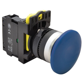   Gombafejű nyomógomb, kék 1×NO, 5A/230V 40mm, IP65 NYG3-MB Tracon