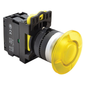   Gombafejű világító nyomógomb,sárga 1×NO, 5A, 40mm, IP65 NYG3-MLY Tracon