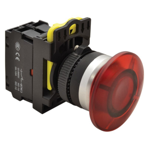   Gombafejű világító nyomógomb,piros 1×NC, 5A, 40mm, IP65 NYG3-MLR Tracon