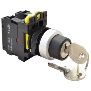   Kulcsos kapcsoló, bal-jobb KI, kétállású, rugóvisszatérítéses 1×NO+1×NC, 5A IP42 NYK3-K24 Tracon