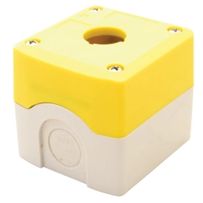   Összeállított tokozat nyomógombokhoz, sárga, 1-es 22,5mm IP65, 2×PG-13,5 NYGD-1YE Tracon