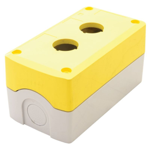   Tracon összeállított tokozat nyomógombokhoz, sárga, 2-es 22,5mm IP65, 2×PG-13,5 NYGD-2YE