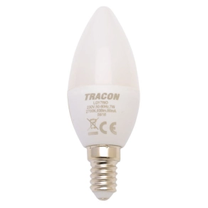  LED gyertya 7W E14 600lm 2700K meleg fehér fényforrás 180fok 230V LGY7W Tracon